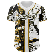 Charger l'image dans la galerie, Custom White Black Olive-Old Gold Geometric Shards Dot Grid Authentic Baseball Jersey