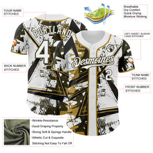 Charger l'image dans la galerie, Custom White Black Olive-Old Gold Geometric Shards Dot Grid Authentic Baseball Jersey