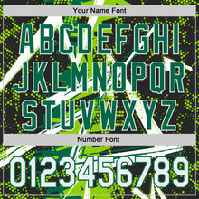 Charger l'image dans la galerie, Custom Black White Neon Green-Kelly Green Geometric Shards Dot Grid Authentic Baseball Jersey