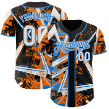 Charger l'image dans la galerie, Custom Black White Bay Orange-Electric Blue Geometric Shards Dot Grid Authentic Baseball Jersey