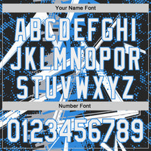 Charger l'image dans la galerie, Custom Black White Gray-Electric Blue Geometric Shards Dot Grid Authentic Baseball Jersey