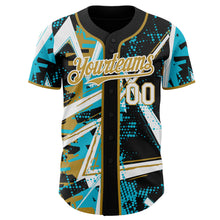 Charger l'image dans la galerie, Custom Black White Lakes Blue-Old Gold Geometric Shards Dot Grid Authentic Baseball Jersey