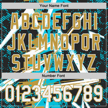Charger l'image dans la galerie, Custom Black White Lakes Blue-Old Gold Geometric Shards Dot Grid Authentic Baseball Jersey