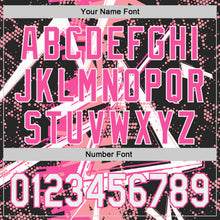 Charger l'image dans la galerie, Custom Black White Medium Pink-Pink Geometric Shards Dot Grid Authentic Baseball Jersey