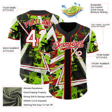 Charger l'image dans la galerie, Custom Black White Neon Green-Red Geometric Shards Dot Grid Authentic Baseball Jersey