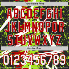 Charger l'image dans la galerie, Custom Black White Neon Green-Red Geometric Shards Dot Grid Authentic Baseball Jersey