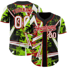 Charger l'image dans la galerie, Custom Black White Neon Green-Red Geometric Shards Dot Grid Authentic Baseball Jersey