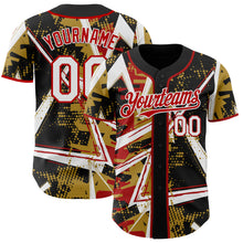 Charger l'image dans la galerie, Custom Black White Old Gold-Red Geometric Shards Dot Grid Authentic Baseball Jersey