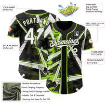 Charger l'image dans la galerie, Custom Black White Neon Green-Olive Geometric Shards Dot Grid Authentic Baseball Jersey