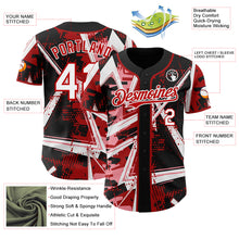 Charger l'image dans la galerie, Custom Black White Medium Pink-Red Geometric Shards Dot Grid Authentic Baseball Jersey