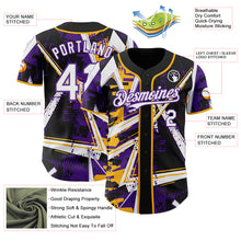 Charger l'image dans la galerie, Custom Black White Gold-Purple Geometric Shards Dot Grid Authentic Baseball Jersey