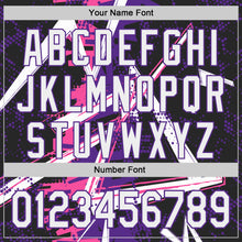 Charger l'image dans la galerie, Custom Black White Pink-Purple Geometric Shards Dot Grid Authentic Baseball Jersey
