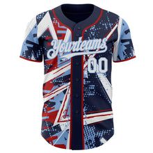 Charger l'image dans la galerie, Custom Navy White Red-Light Blue Geometric Shards Dot Grid Authentic Baseball Jersey