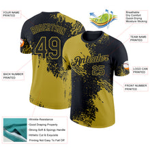 Laden Sie das Bild in den Galerie-Viewer, Custom Black-Old Gold Abstract Brush Stroke Performance T-Shirt