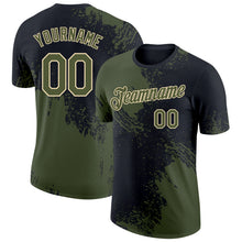 Загрузить изображение в средство просмотра галереи, Custom Black Olive-Cream Abstract Brush Stroke Performance T-Shirt