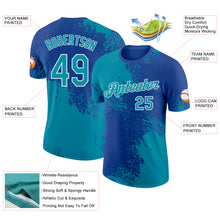 Laden Sie das Bild in den Galerie-Viewer, Custom Royal Teal-White Abstract Brush Stroke Performance T-Shirt