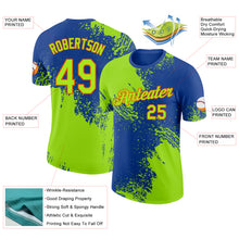 Загрузить изображение в средство просмотра галереи, Custom Royal Neon Green-Orange Abstract Brush Stroke Performance T-Shirt