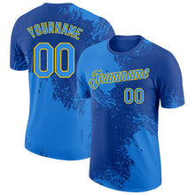 Загрузить изображение в средство просмотра галереи, Custom Royal Powder Blue-Yellow Abstract Brush Stroke Performance T-Shirt