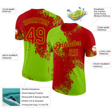 Laden Sie das Bild in den Galerie-Viewer, Custom Red-Neon Green Abstract Brush Stroke Performance T-Shirt