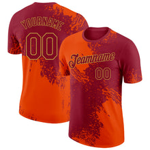 Laden Sie das Bild in den Galerie-Viewer, Custom Crimson Orange-Old Gold Abstract Brush Stroke Performance T-Shirt
