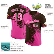 Laden Sie das Bild in den Galerie-Viewer, Custom Brown Pink-White Abstract Brush Stroke Performance T-Shirt