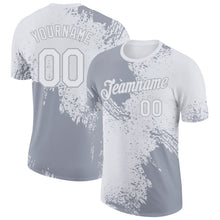 Laden Sie das Bild in den Galerie-Viewer, Custom White-Gray Abstract Brush Stroke Performance T-Shirt