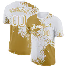 Laden Sie das Bild in den Galerie-Viewer, Custom White-Old Gold Abstract Brush Stroke Performance T-Shirt
