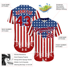 Загрузить изображение в средство просмотра галереи, Custom Red Royal-White 3D American Flag Authentic Baseball Jersey