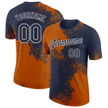 Laden Sie das Bild in den Galerie-Viewer, Custom Navy Texas Orange-White Abstract Brush Stroke Performance T-Shirt