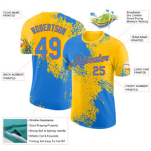 Laden Sie das Bild in den Galerie-Viewer, Custom Yellow Powder Blue-Orange Abstract Brush Stroke Performance T-Shirt