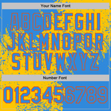 Laden Sie das Bild in den Galerie-Viewer, Custom Yellow Powder Blue-Orange Abstract Brush Stroke Performance T-Shirt