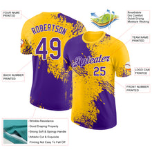 Загрузить изображение в средство просмотра галереи, Custom Yellow Purple-White Abstract Brush Stroke Performance T-Shirt