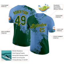 Laden Sie das Bild in den Galerie-Viewer, Custom Light Blue Green-Gold Abstract Brush Stroke Performance T-Shirt