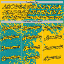 Laden Sie das Bild in den Galerie-Viewer, Custom Teal Yellow-Black Abstract Brush Stroke Performance T-Shirt