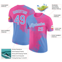 Laden Sie das Bild in den Galerie-Viewer, Custom Pink Light Blue-White Abstract Brush Stroke Performance T-Shirt