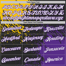Laden Sie das Bild in den Galerie-Viewer, Custom Black White Yellow-Purple Abstract Brush Stroke Performance T-Shirt