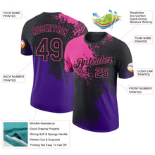 Laden Sie das Bild in den Galerie-Viewer, Custom Black Pink-Purple Abstract Brush Stroke Performance T-Shirt