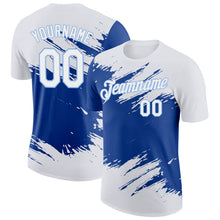 Laden Sie das Bild in den Galerie-Viewer, Custom White Royal-Light Blue Abstract Brush Stroke Splatter Performance T-Shirt