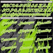 Laden Sie das Bild in den Galerie-Viewer, Custom Black Neon Green Steel Gray-White Abstract Brush Stroke Splatter Performance T-Shirt