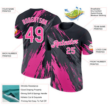 Загрузить изображение в средство просмотра галереи, Custom Black Pink Steel Gray-White Abstract Brush Stroke Splatter Performance T-Shirt