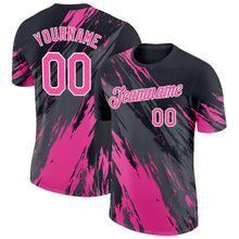 Загрузить изображение в средство просмотра галереи, Custom Black Pink Steel Gray-White Abstract Brush Stroke Splatter Performance T-Shirt