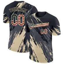 Laden Sie das Bild in den Galerie-Viewer, Custom Black Vintage USA Flag Steel Gray-Cream Abstract Brush Stroke Splatter Performance T-Shirt