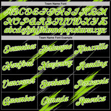 Laden Sie das Bild in den Galerie-Viewer, Custom Black Neon Green Steel Gray-White Abstract Brush Stroke Performance T-Shirt
