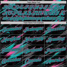 Laden Sie das Bild in den Galerie-Viewer, Custom Black Aqua-Pink Abstract Brush Stroke Splatter Performance T-Shirt