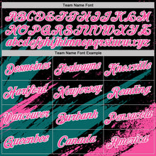 Загрузить изображение в средство просмотра галереи, Custom Black Teal Pink-White Abstract Brush Stroke Splatter Performance T-Shirt