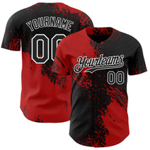 Laden Sie das Bild in den Galerie-Viewer, Custom Black Red-White Abstract Brush Stroke Authentic Baseball Jersey