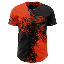 Laden Sie das Bild in den Galerie-Viewer, Custom Black-Orange Abstract Brush Stroke Authentic Baseball Jersey