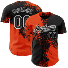 Laden Sie das Bild in den Galerie-Viewer, Custom Black Orange-White Abstract Brush Stroke Authentic Baseball Jersey