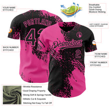 Загрузить изображение в средство просмотра галереи, Custom Black-Pink Abstract Brush Stroke Authentic Baseball Jersey