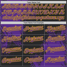 Load image into Gallery viewer, Custom Black Purple-Yellow Abstract Brush Stroke Authentic Baseball Jersey